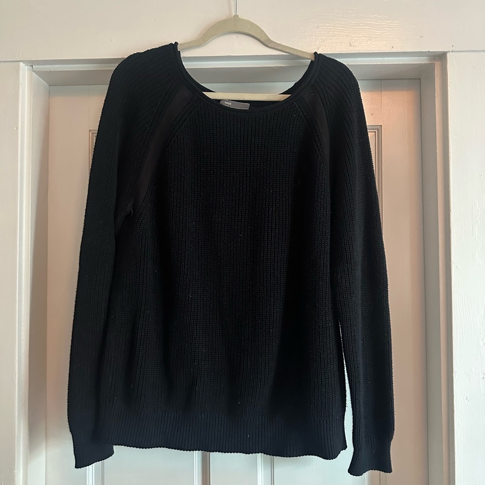 Vince Black Ribbed Women's Sweatshirt